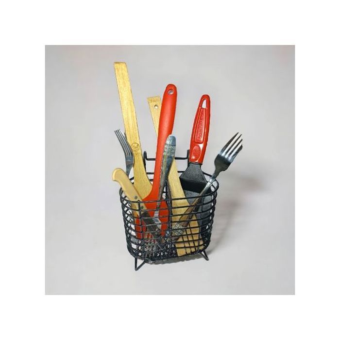 Porte-Couverts Égouttoir Suspendu en Acier Inoxydable - Pour Cuillères, Fourchettes, Couteaux - Noir