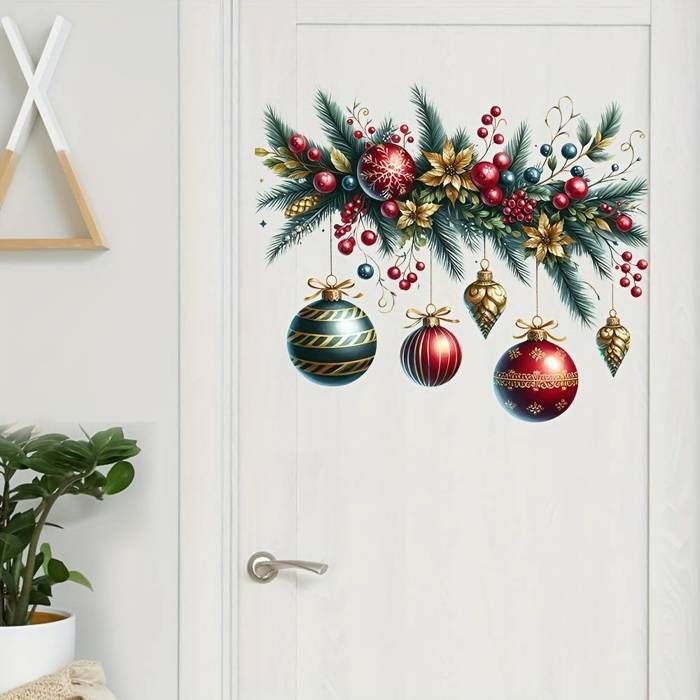 Autocollants muraux Art déco pour sapin de Noël - Motif camouflage, polychlorure de vinyle