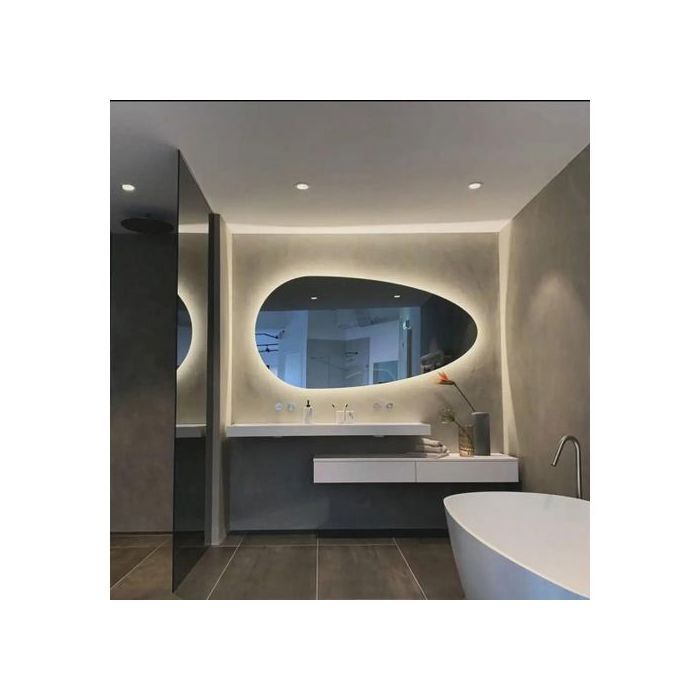 Miroir Mural LED 100x55 – Forme larme, Éclairage Intégré