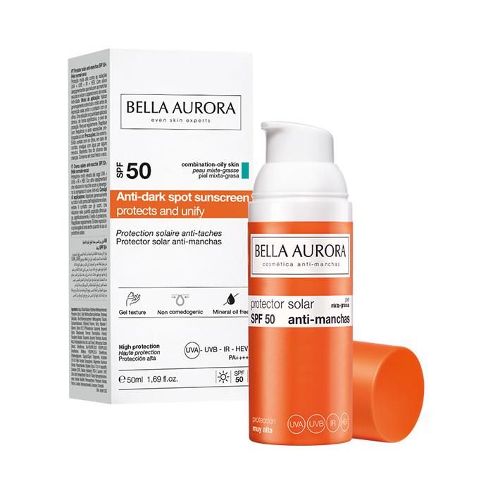 Bella Aurora Crème Solaire Anti-taches FPS50 Peaux mixtes à Grasses 50ml
