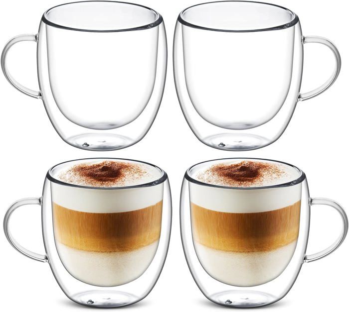 Tasse à Café - Non spécifié - 4x150ml - Double Paroi - Résistantes à la Chaleur - Verre Transparent