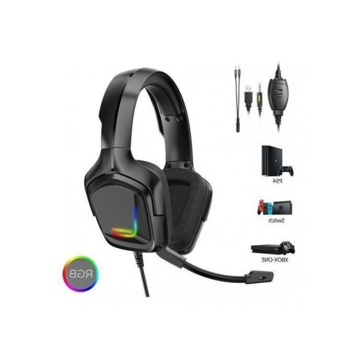 Casque de Gamer Onikuma - Compatible PS4, Xbox One, Téléphones, PC (Son Surround 4D, Microphone Anti-Bruit, Lumières LED)