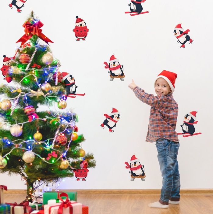 Christmas wall stickers, Christmas wall decal, Peal and stick, Easy to rearange and removable