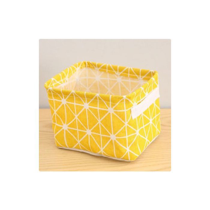 Panier de rangement - Non spécifié - Pliable - Coton et lin - Beige - Pour cosmétiques et jouets