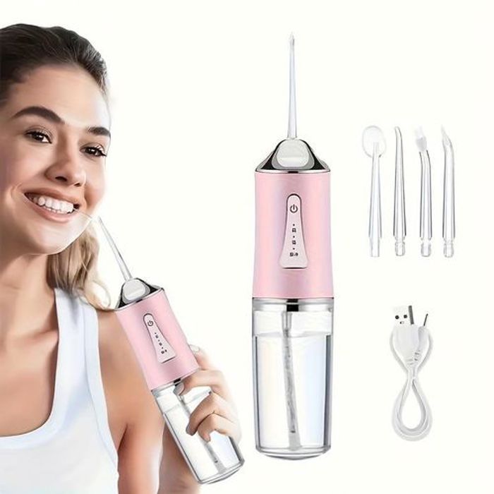 Fil Dentaire Portable Sans Fil Irrigateur Oral Nettoyage 3 Modes, Nettoyant Dentaire , ROSE.