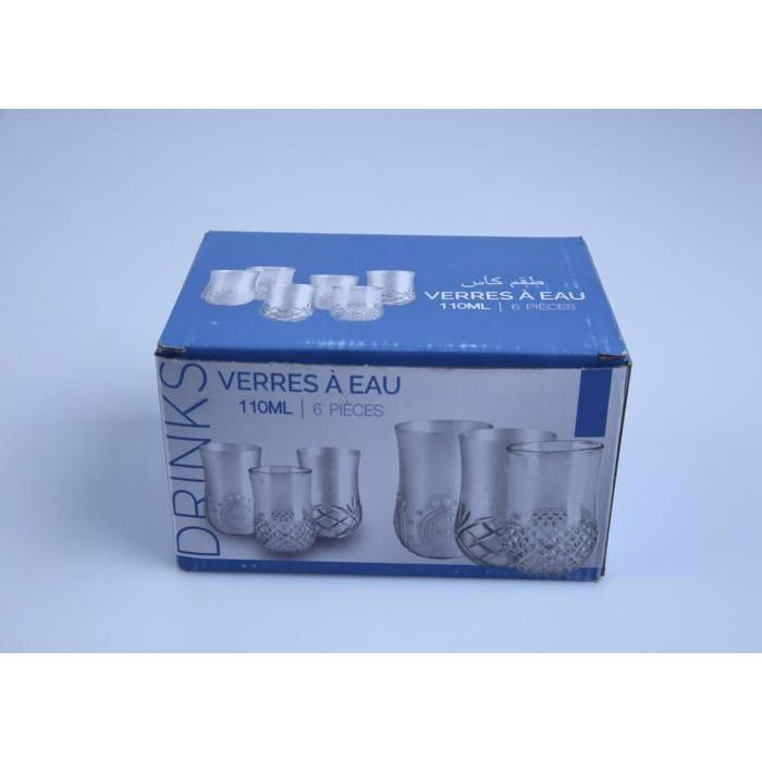 Ensemble de Verres - FH - 907V - 110ml - 6 pièces - 3 Designs uniques