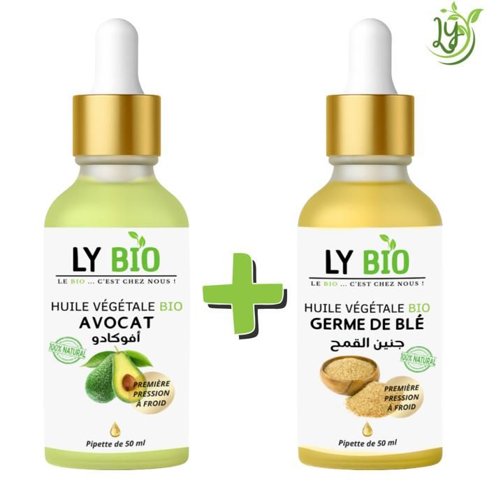 LYBIO PACK HUILE AVOCAT 50ml - PIPETTE + HUILE GERME DE BLE 50ML - PIPETTE