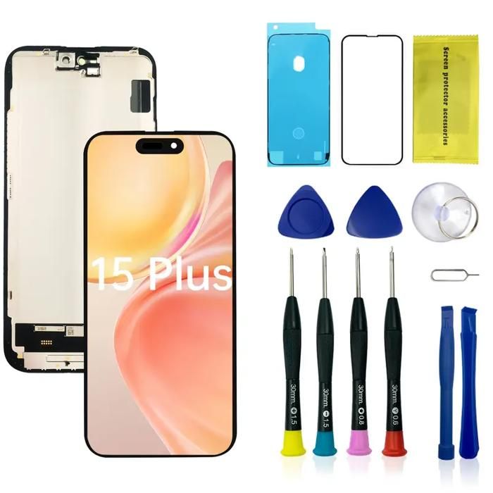Kit de Remplacement d'Écran LCD 6,7 Pouces pour iPhone 15 Plus avec Cadre,