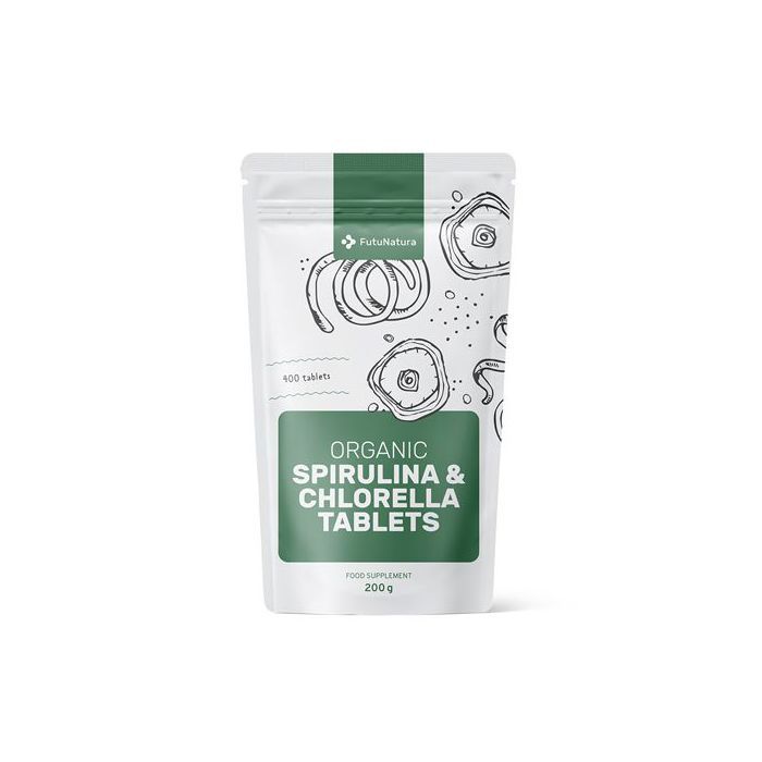 Spiruline + Chlorelle algues BIO, 400 comprimés  - Made in Slovenia