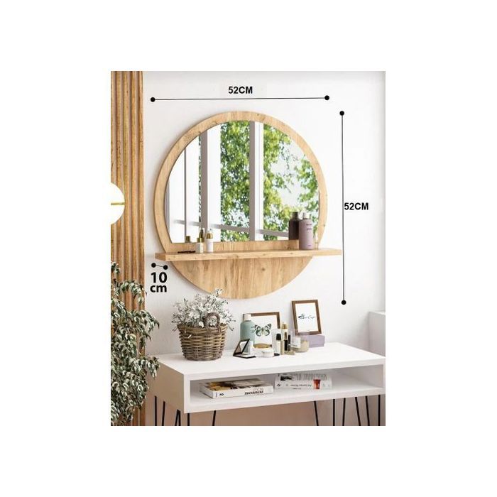 Miroir mural avec étagère, murale-miroir multi fonctionné
