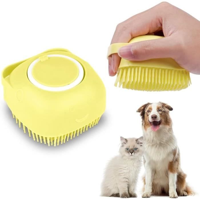 Brosse De Bain Pour Animaux De Compagnie - Poils En Silicone Doux - Brosse De Massage Pour Chien Et Chat - Avec Distributeu[x551]