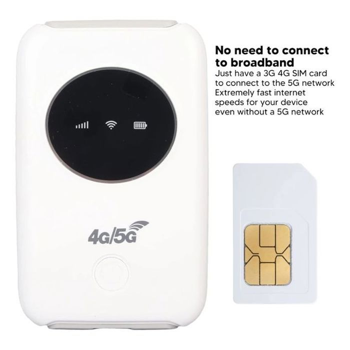 Modem Routeur 4G 5G - MARQUE - WiFi 2.4Ghz/5Ghz - 150 Mbps - Carte SIM - Portable