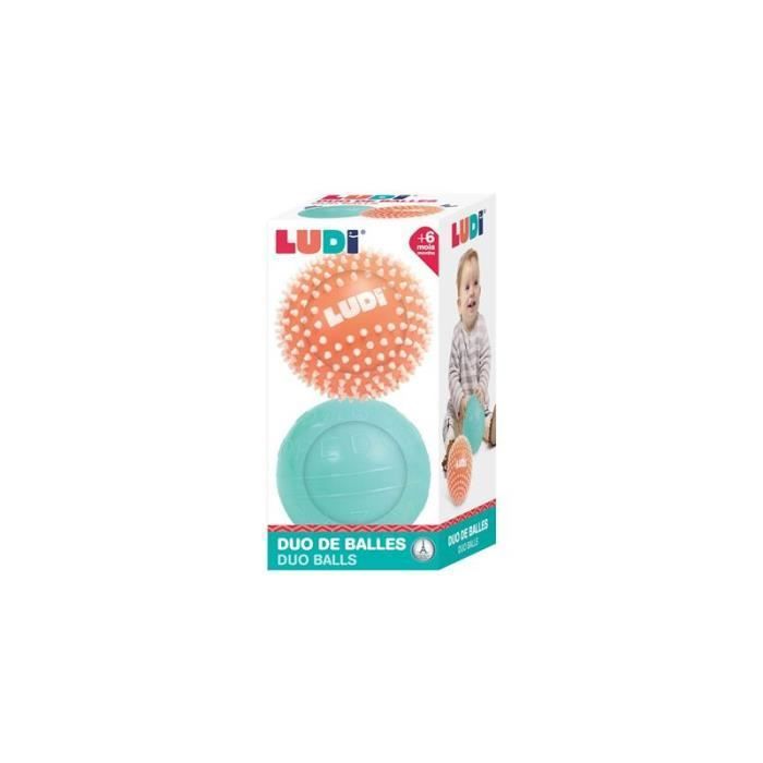 Jeu d'éveil - LUDI - Duo de balles 13 cm - Blanc - Intérieur - 6 mois et plus - Enfant - Mixte