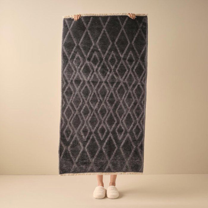 Tapis - BELLA MAISON - Diamant - 120x180 cm - Gris - Lavable en machine - Rectangulaire