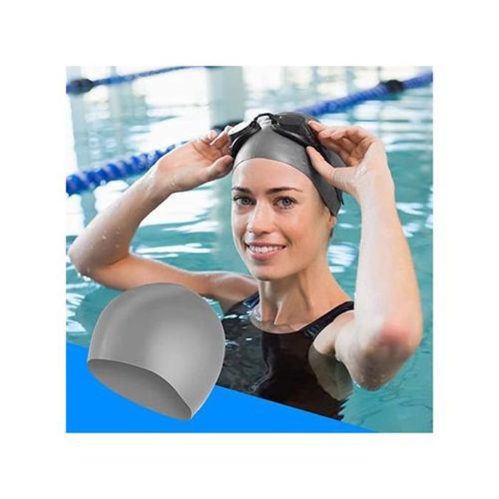 Bonnet de natation - Silicone - Gris - Protection d'oreilles - Haute élasticité - Confort supérieur