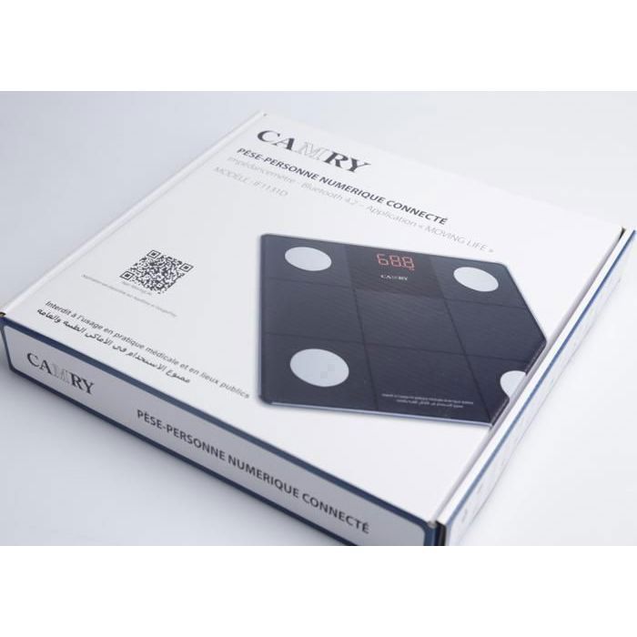 Pèse-personne connecté - CAMRY - F1131D - Noir - 180 Kg - Suivi de la santé