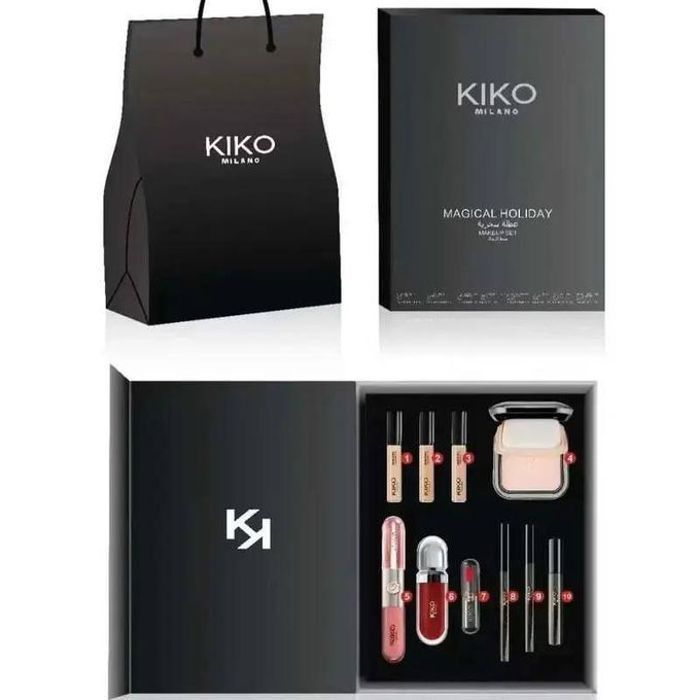KIKO MAKEUP SET Box kiko milano Kit De Maquillage : Rouge À Lèvres, Ombre À Paupières Et Crayon Yeux