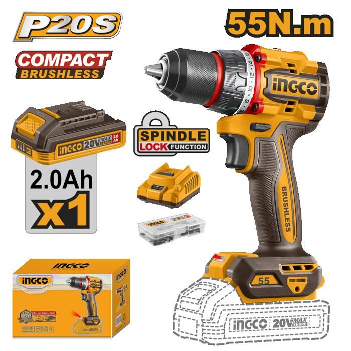 INGCO - VISSEUSE 20V  BRUSHLESS 1 BATTERIE INGCO