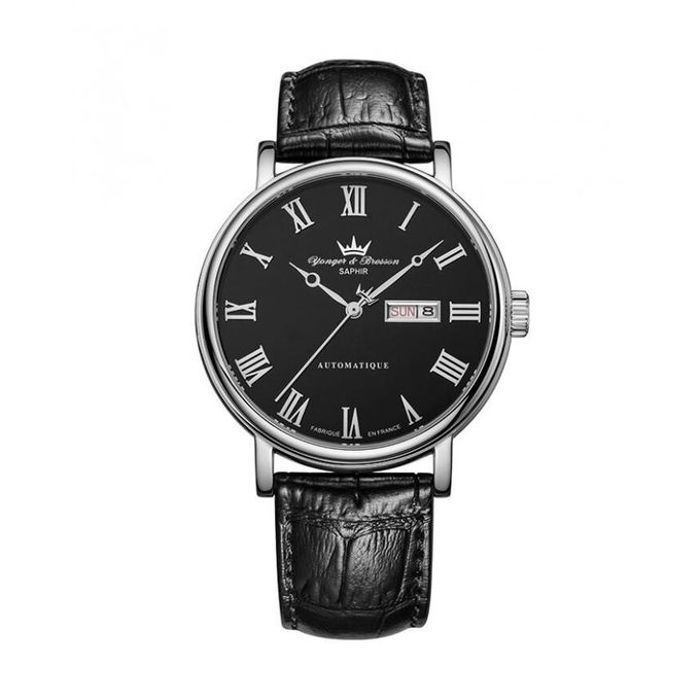Montre Homme - YONGER & BRESSON - Beaumesnil YBH 8372-01 - Automatique - Cuir Noir - Cadran Noir