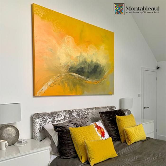 Tableau décoratif - Abstrait Jaune - 120x80 cm - Impression sur canva - Sans cadre