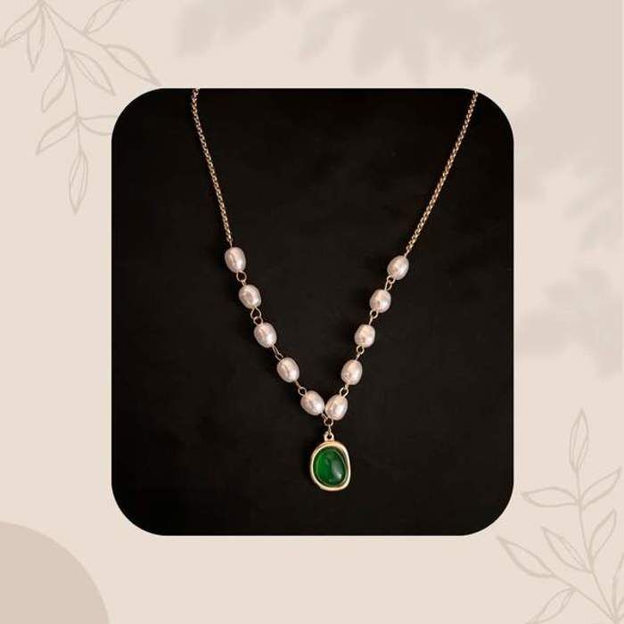 Collier - Non spécifié - Émeraude - Acier inoxydable - Femme - Adulte