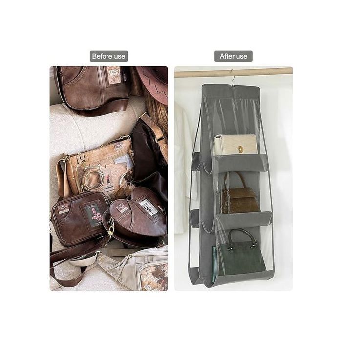 Sacs à main organisateurst pour sac à main -chaussures 6 poches,économiseur d'espacee accroché, armoire, placard ou porte arrière.