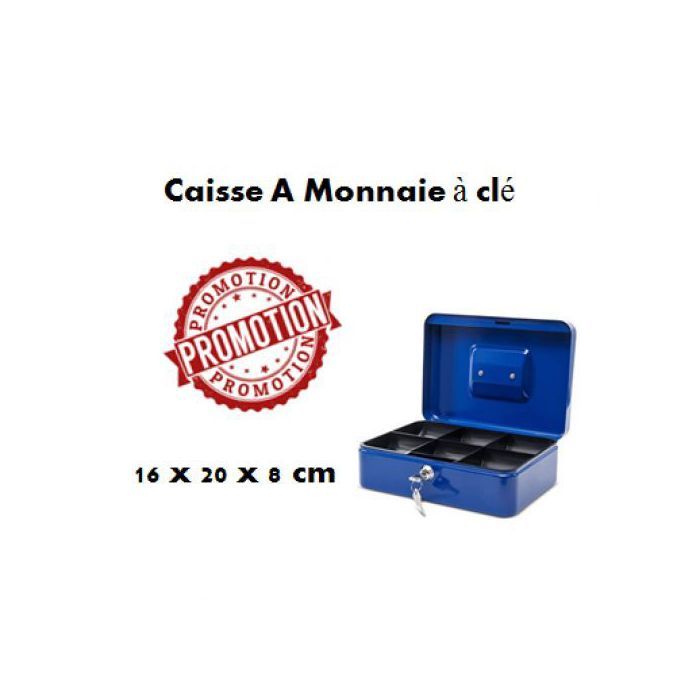 Caisse A Monnaie à Clé   - H 80mm X L 160mm X P 200mm,