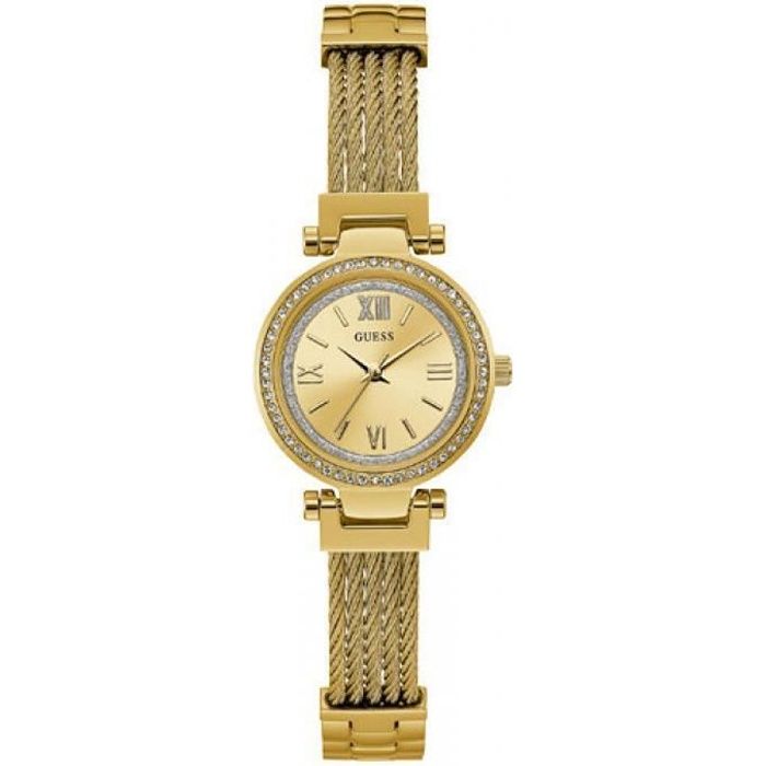 montre guess w1009l2 - montre acier dorée cristaux femme