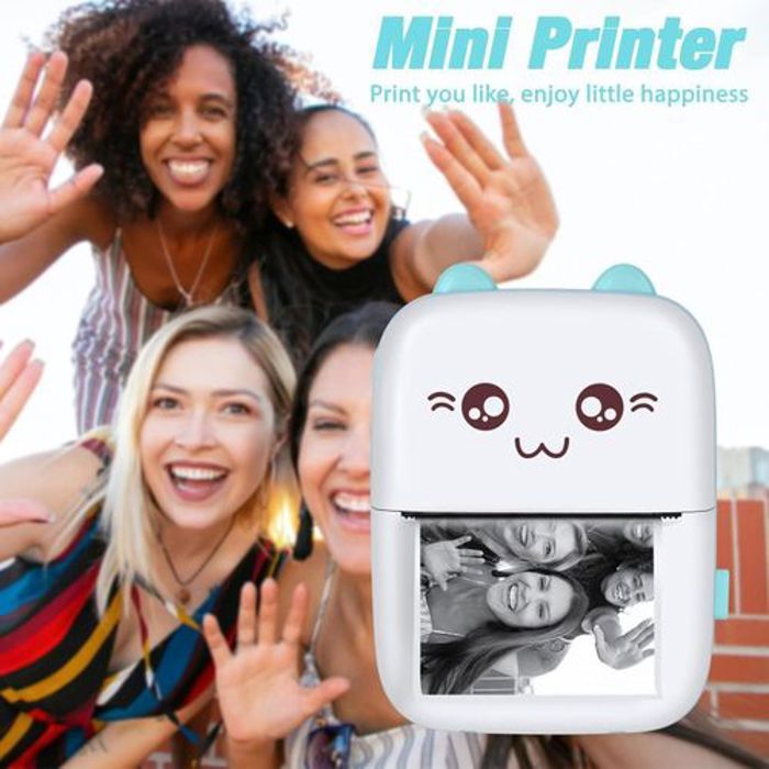 Imprimante Photo Portable - Mini - Thermique - Bluetooth 4.0 - Sans Encre - Autocollants
