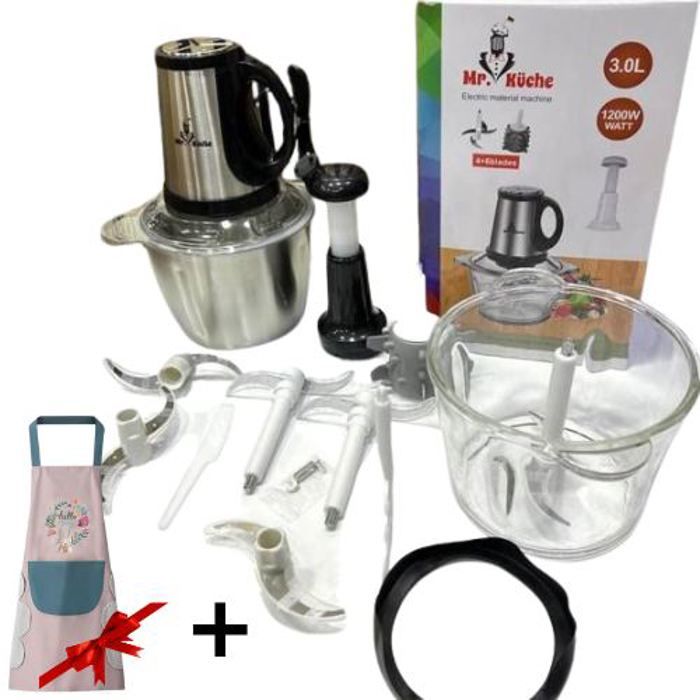 Ce hachoir électrique est l'accessoire parfait pour votre cuisine. Avec une capacité de 3 litres et cinq niveaux de vitesse, il off