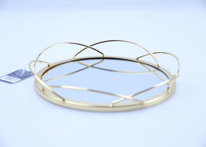 Plateau rond doré miroir 20,7 cm MW027581-2