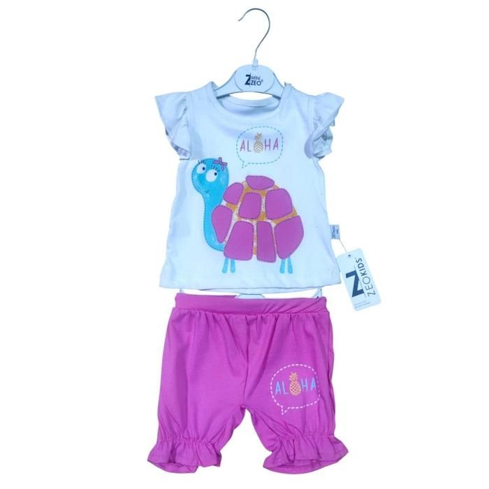 Ensemble t-shirt chorte aloha 6 mois rose