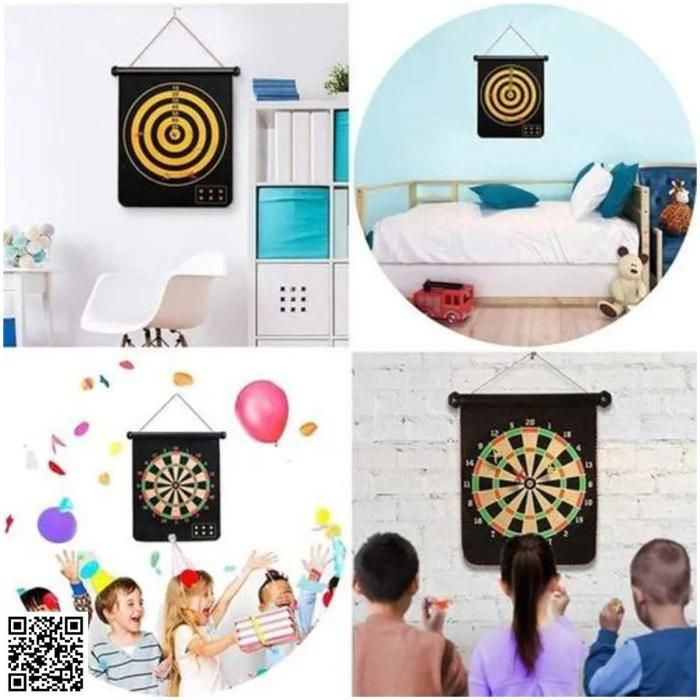 Jeu de Fléchettes Double Face pour Enfants avec 6 Fléchettes Incluses