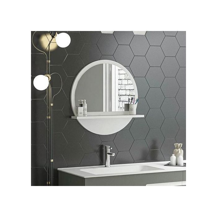 miroir de salle de bain-Miroir 51-51 avec etager en bois