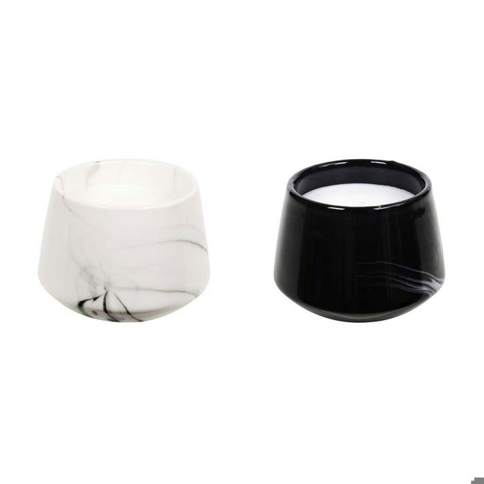 Bougie parfumée en pot Marble 6.5 cm (Lot de 2) 6,5 x 8,5 cm