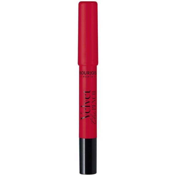 Crayon Rouge à Lèvres - BOURJOIS - Velvet The Pencil - Waterproof - Mine Rétractable - 15 Rouge Es-Carmin