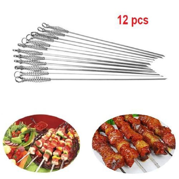 Lot de 12 brochettes de barbecue en acier inoxydable Parfait pour célébrer l'Eid al-Adha