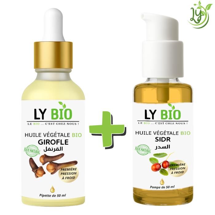 LYBIO PACK HUILE GIROFLE 50ML - PIPETTE + HUILE SIDR 50ML - POMPE