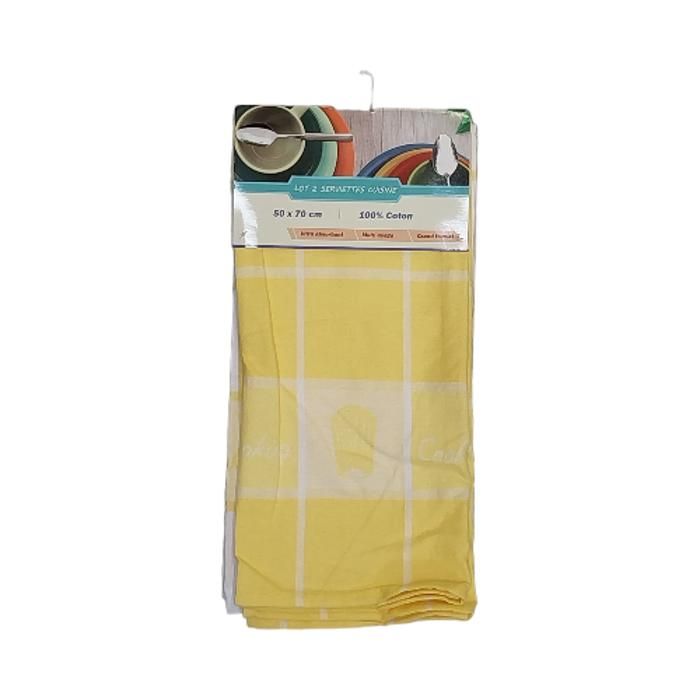 LOT 2 TORCHONS CUISINE JACQAURD 50X70 COTON 80G