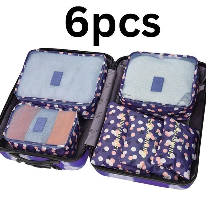 Set de 6 pochettes de rangement voyage pour organiser vos bagages