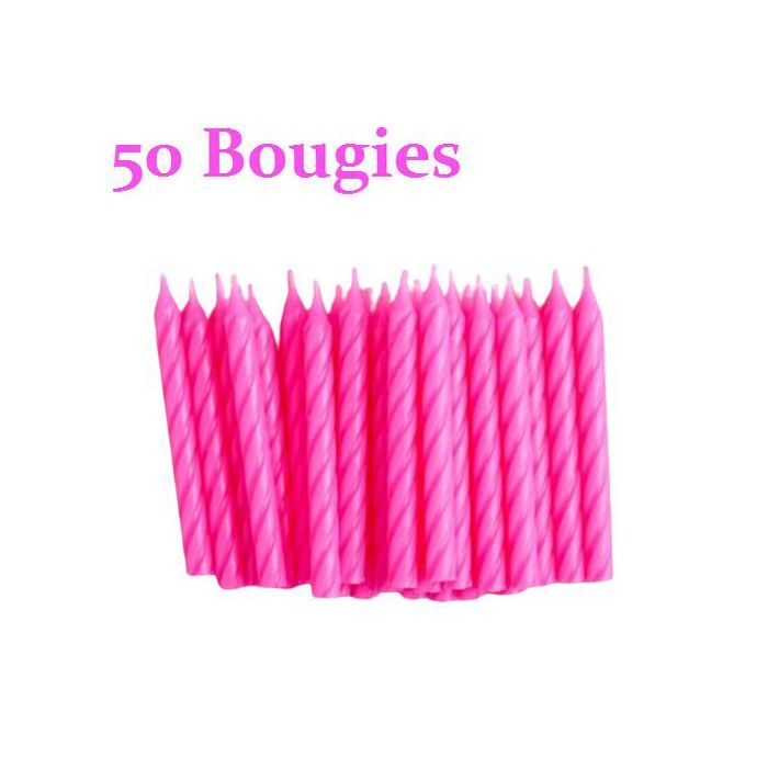 Lot de 50 bougies de célébration en spirale roses, Bougies pour décoration de gâteaux