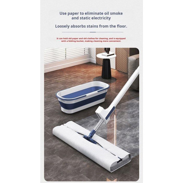 Balai de Nettoyage Écologique avec Seau Pliant – Compatible avec Papier et Textiles Usagés (couleur selon le stock )