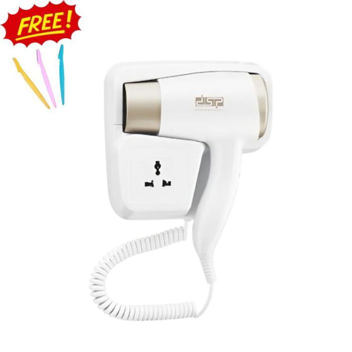 Seche-Cheveux Mural Professionnel DSP – Puissant, Securisé & Compact + 3pcs suppression razoir visage