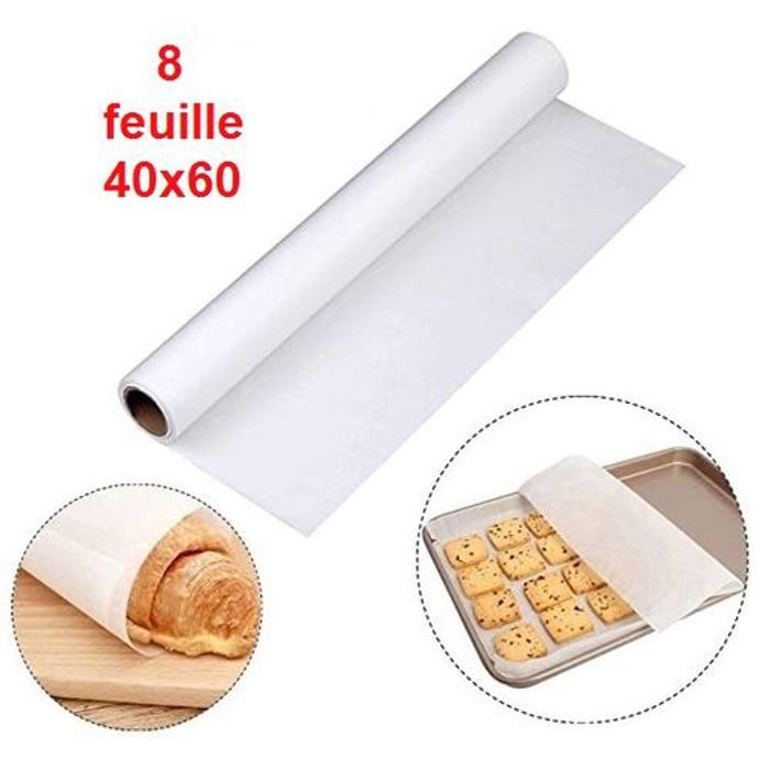 Papier Cuisson - Lot de 8 Feuilles 40x60 cm Réutillisable