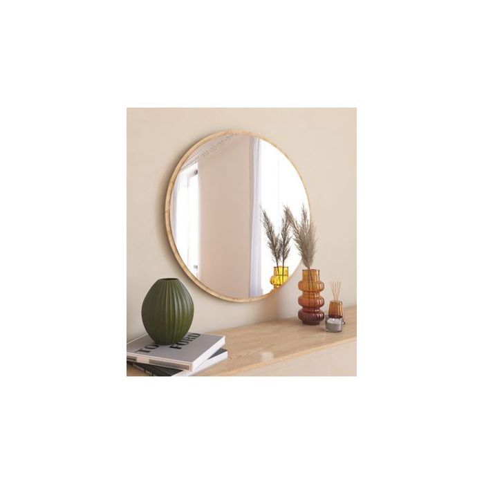 Cercle encadré miroir de vanité de chambre à coucher(52-52cmnoir)