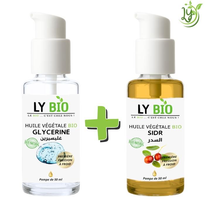LYBIO PACK HUILE GLYCERINE 50ml - POMPE + HUILE SIDR 50ML - POMPE