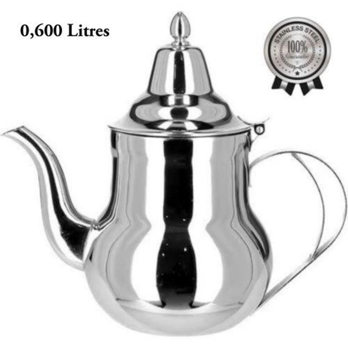 Théière, Théière marocaine en Inox Mirroire capacité de 0,600 Litres.