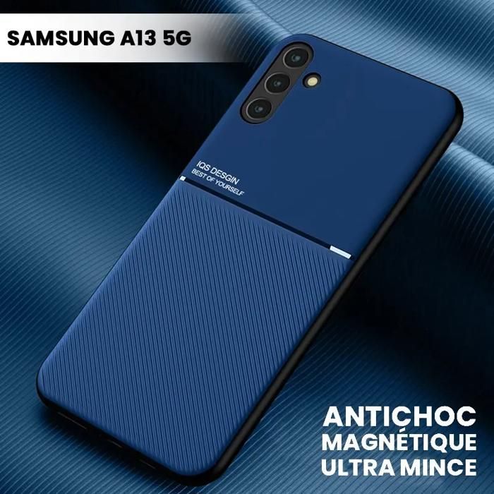 Coque Samsung A13 5G en PU Ultra Mince et Magnétique, Couleur Bleu
