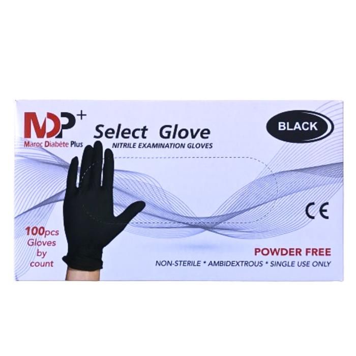 Gants d'examen MDP+ en nitrile noir Select Glove - Taille M- 100 pièces