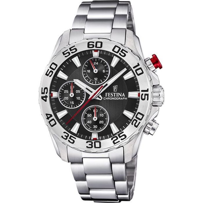 Montre - FESTINA - F20457/3 - Chronographe - Cadran noir - Acier inoxydable - 5 ATM